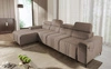 Rohová sedačka s funkcí spaní Castel XII světle hnědá levá strana stylová a pohodlná rohová sedačka do obývacího pokoje funkční nastavitelné opěrky hlavy