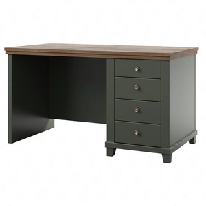 Psací stůl se zásuvkami Evora 140 cm láhev zelená / dub lefkas elegantním designem potěší milovníky výrazných interiérů do pracovny nebo kanceláře