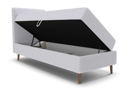 Kontinentální postel Totti 90x200 šedý jasan stylová postel s úložným prostorem na lůžkoviny trojrozměrná pruhovaná tkanina