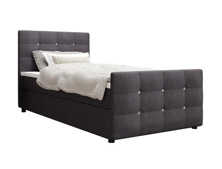 Kontinentální postel Kansas 90x200 grafit v moderním skandinávském stylu s čalouněným čelem a nohama