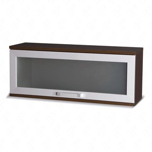 Závěsná police s dvířky Maximus 100 cm kaštan wenge moderní design hrany zdobené speciální dýhou prvky z tvrzeného bezpečnostního skla