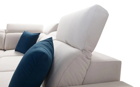 Kelly Sleek X černá pravá rohová sedačka s funkcí spaní mimořádně elegantní rohová sedačka do obývacího pokoje s nastavitelnými opěrkami hlavy