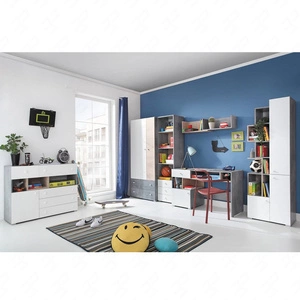 Nábytková sestava Epsilon beton / bílá / dub ideální do dětského nebo mládežnického pokoje v módním stylu