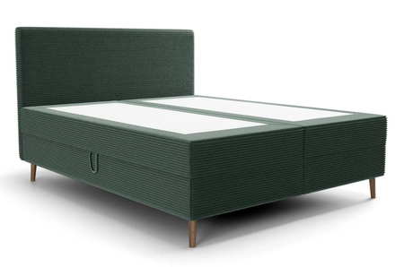 Kontinentální postel Totti 160x200 zelená stylová postel s úložným prostorem trojrozměrná tkanina s výraznými pruhy