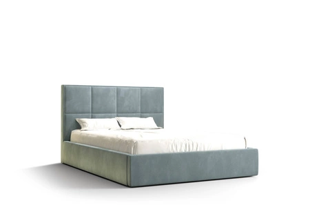 Čalouněná postel Aresa 160x200 s úložným boxem tyrkysová v moderním skandinávském stylu s pohodlným čelem
