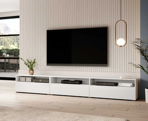 TV skříňka Baros 270 cm bílý lesk s možností zavěšení skříňka dokonale zapadne do každého interiéru