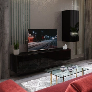 Nábytková sestava Omega černý lesk mimořádný design praktické řešení ideální pro každý obývací pokoj opticky zvětší interiér