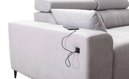 Rohová pohovka s funkcí spaní Castel XI šedohnědá pravostranná pohodlná rohová pohovka s úložným prostorem na lůžkoviny odolná látka