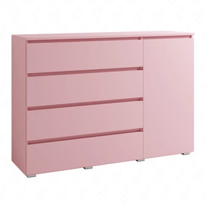 Komoda Simple 138 cm pudrově růžová funkční nábytek do dívčího pokoje jednoduchý design