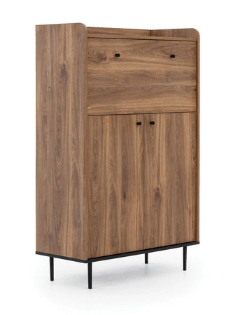 Komoda Apallo 90 cm brandy dub castello originální design vysoké horní ráfky baru na kovových nohách