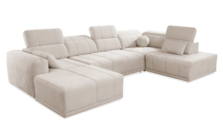 Rohová pohovka s funkcí spaní Cetara VI šedý jasan levá pohodlná a stylová rohová pohovka s posuvnými opěradly