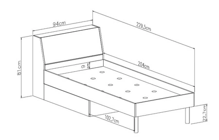 Postel se zásuvkou Beja 90x200 cm bílá / dub artisan / šedá ideální do dětského pokoje a pokoje pro mládež úložný prostor v čele postele