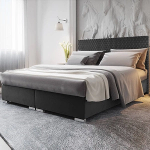 Šedá kontinentální postel Fargo 180x200 v moderním skandinávském stylu s výrazným čelem