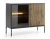 Amma 104 cm komoda černá / dub wotan netradiční design drážkovaná a prosklená čela se systémem otevírání push to open
