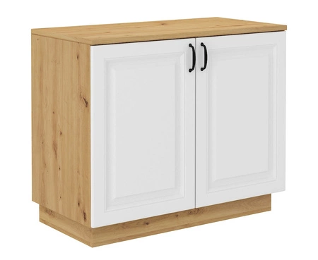 Scandi 100 cm řemeslný dub / bílá klasický design bezpečnostní tvrzené sklo stylová frézovaná čela kovové úchyty