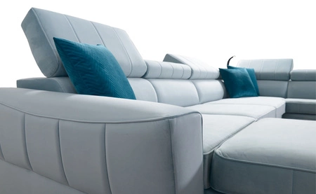 Rohová pohovka s funkcí spaní Rava VI hnědá levá Praktická a moderní rohová pohovka vybavená multifunkční lampou