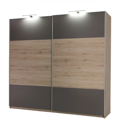 Posuvná šatní skříň Dione 225 cm san remo light / ash moderní design a povrchová úprava ABS ideální skříň do ložnice nebo šatny