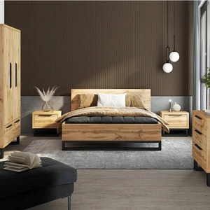 Ložnicová sestava nábytku Halle S dub wotan univerzální barvy ložnicová sestava nábytku se zajímavým designem v loftovém stylu