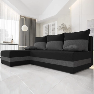 Rohová sedací souprava s funkcí spaní Bowers černá / grafitová levá rohová sedací souprava s úložným prostorem na lůžkoviny záruka nejvyššího komfortu