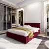 Čalouněná postel Mona 180x200 bordó s úložným boxem v moderním skandinávském stylu s prošívaným podhlavníkem s krystaly