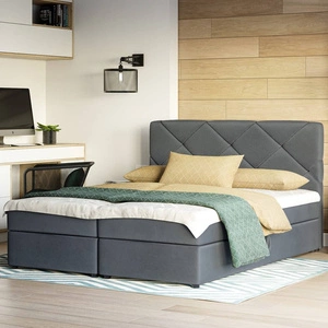 Kontinentální postel Luton 160x200 světle šedá v moderním skandinávském stylu s výrazným čelem