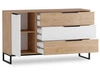 Komoda se zásuvkami Imola 135 cm dub hickory / bílá funkční ideální pro interiéry v industriálním a loftovém stylu stabilní kovová základna