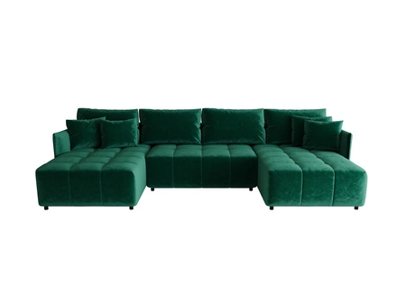 Rozkládací pohovka Oroso U láhev zelený kontejner na lůžkoviny sametová tkanina s hydrofobním povlakem dekorativní prošívání