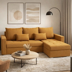 Rohová sedací souprava s funkcí spaní Fasti Bis hořčice univerzální rohová sedací souprava se zásobníkem na lůžkoviny záruka nejvyššího komfortu