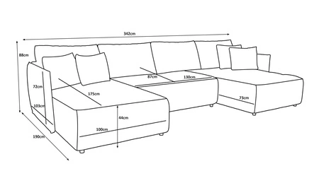 Rohová sedací souprava s funkcí spaní Oroso U vínový kontejner na lůžkoviny měkká sametová tkanina s hydrofobní vrstvou dekorativní prošívání