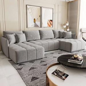 Rohová sedací souprava s funkcí spaní Oroso U světle šedý kontejner na lůžkoviny měkká sametová tkanina s hydrofobní vrstvou dekorativní prošívání