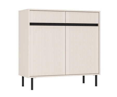 Nábytková sestava Osaka béžová / černá moderní design zvýrazněný módními barvami vysoké kovové černé nohy vkusné rýhované čelo