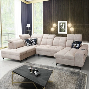 Rohová pohovka s funkcí spaní Buffalo VI béžová pravá strana Funkční a stylová rohová pohovka se třemi nádobami na lůžkoviny