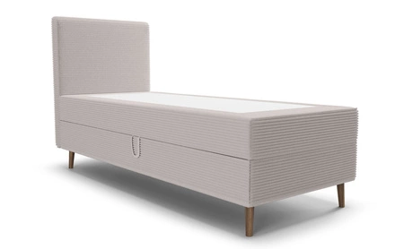 Kontinentální postel Totti 90x200 slonová kost Stylová postel s úložným prostorem na lůžkoviny z trojrozměrné pruhované tkaniny