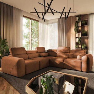 Rohová sedací souprava s funkcí spaní Cantare III cihlově červená levý roh pohodlná a stylová rohová sedací souprava do obývacího pokoje dvě nádoby na lůžkoviny