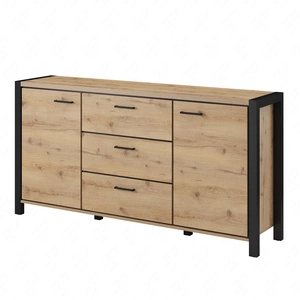 Komoda Aktiv 180 cm dub taurus / černá stylový design komoda v industriálním stylu černé kovové úchytky