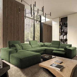 Rohová sedací souprava s funkcí spaní Viano VIII Lux zelená levotočivá rohová sedací souprava s výsuvnou podnožkou nádoby na lůžkoviny