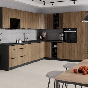 Brianza rohová sestava kuchyňského nábytku 310x250 cm kovové hrany úchytek skříňky vypadají skvěle v moderních interiérech