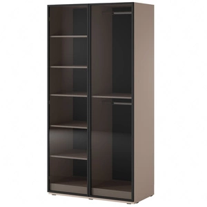 Šatní skříň Sandbox 101 cm béžová elegantní a funkční šatní skříň s prosklenými čely kus nábytku z modulární kolekce šatních skříní antisol glass