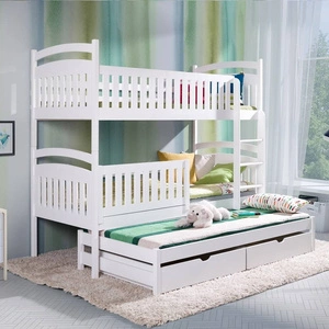 Patrová postel Borys pro 3 osoby 80x180 cm ideální do dětského pokoje poskytuje pohodlné místo na spaní aniž by zabírala velkou plochu