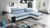 Rohová rozkládací pohovka Dafni modrá a bílá sametová pravá strana pohodlí a funkčnost při každodenním odpočinku