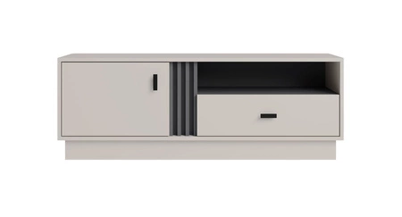 TV skříň Estan 125 cm béžová / antracitová moderní design nábytku kvalitní zpracování hrany knihovny zakončené speciální dýhou