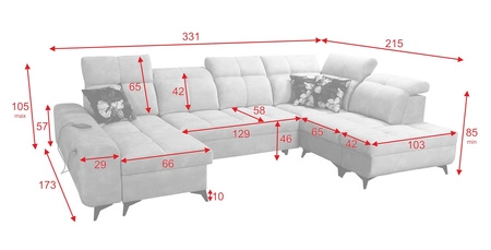 Rohová sedací souprava s funkcí spaní Buffalo VI krémová levá funkční a stylová rohová sedací souprava se třemi nádobami na lůžkoviny