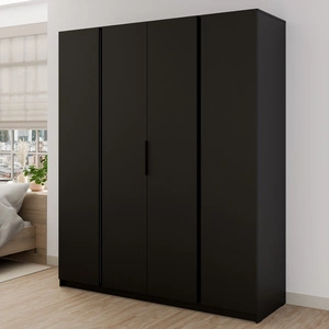 Šatní skříň Kastano VII 200 cm černá stylový design kovové hrany úchytek prostorná šatní skříň do ložnice nebo předsíně