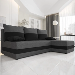 Rohová sedací souprava s funkcí spaní Bowers grafitová / černá pravá rohová sedací souprava s úložným prostorem na lůžkoviny záruka nejvyššího komfortu