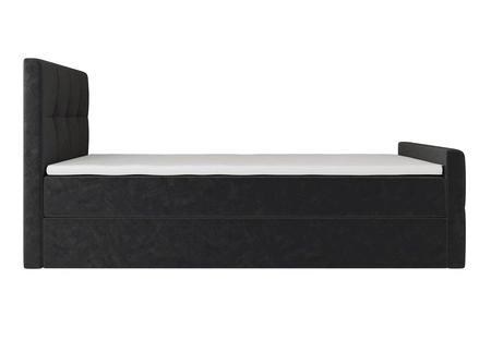 Kontinentální postel Manhattan 100x200 grafit v moderním skandinávském stylu s čalouněným čelem a nohou postele s úložným boxem