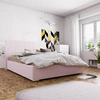 Čalouněná postel Eljas 140x200 pudrově růžová s moderním stylem čela ideální do ložnice