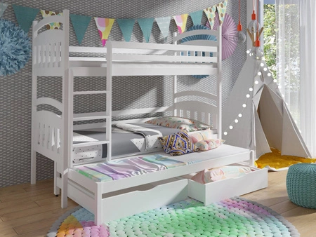 Patrová postel Adaś pro 3 osoby 90x200 cm ideální do dětského pokoje šetří místo zabírá místo jako jednolůžko