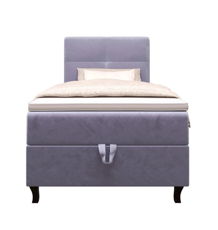 Modrá kontinentální postel Melba 100x200 v moderním skandinávském stylu s čalouněným čelem postele s úložným boxem