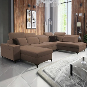 Kelly Elegantní VI rozkládací pohovka světle hnědá levá moderní designová rohová pohovka do obývacího pokoje s nastavitelnými opěrkami hlavy