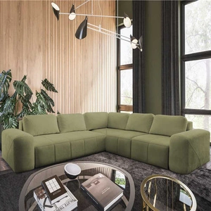 Bovec III rozkládací pohovka olivová pravá extrémně stylová rohová rozkládací pohovka ideální pro prostorný obývací pokoj